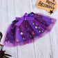 Minifeiko My First Halloween Baby Girl Outfit 3Pcs Pumpkin Bodysuit + Tulle Skirt + Bow Headband Clothes Set (Black & Purple, 3-