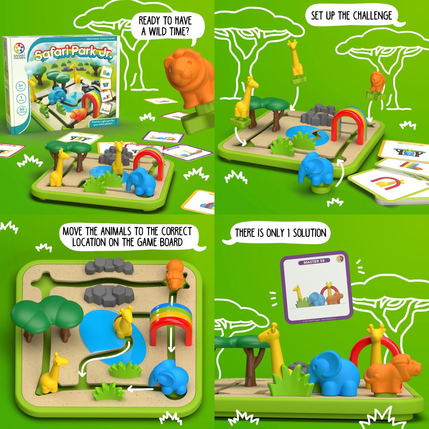 SmartGames Safari Park Jr. Preschool Puzzle Game with 60 Challenges for Ages 3 and Up