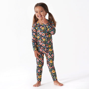 Gerber Unisex Baby Toddler Buttery Soft 2-Piece Snug Fit Pajamas With Viscose Made From Eucalyptus, Midnight Floral, 3T