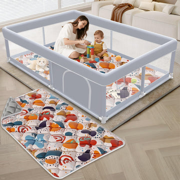 XVISHX Baby Playpen with Mat, 65 x 50 Inch Play Pen Playards, Playpen for Babies and Toddlers, Baby Playard for Indoor & Outdoor