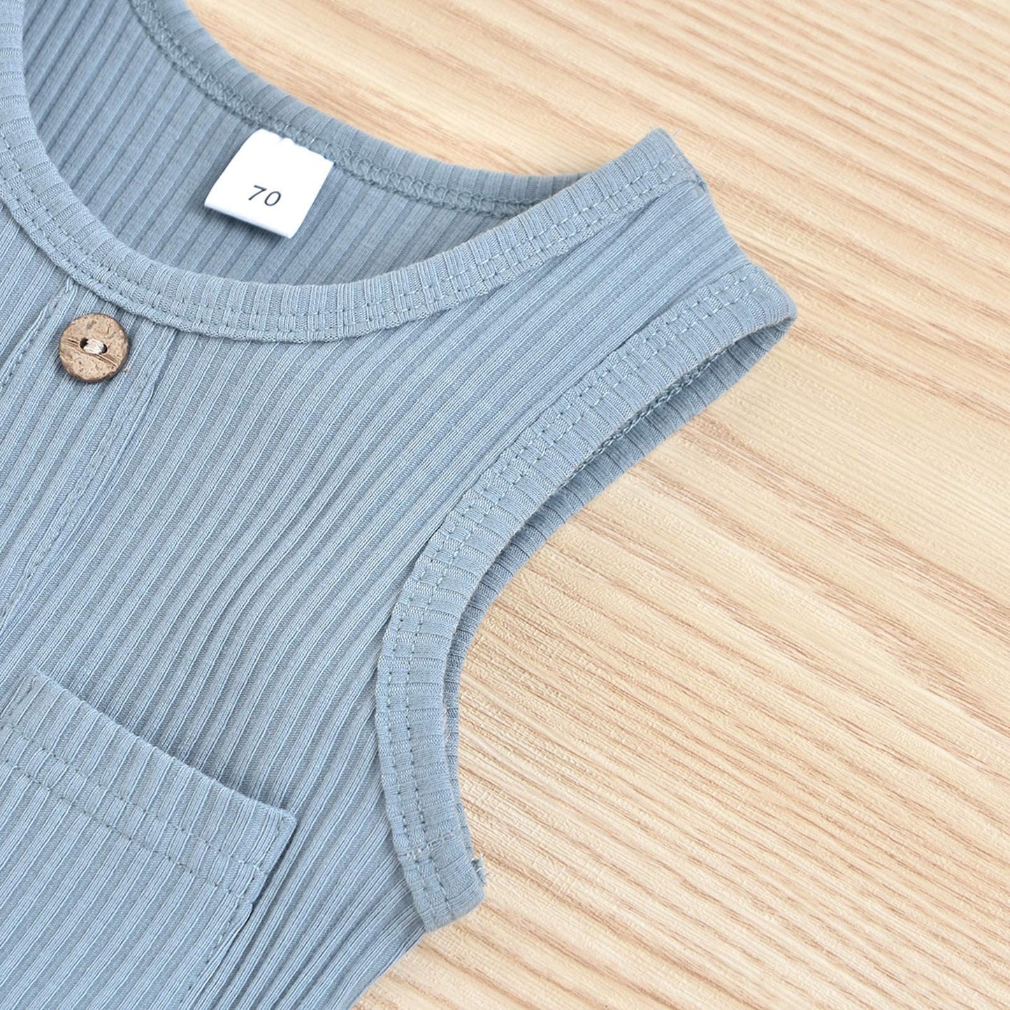 Iddolaka Newborn Summer Baby Boy Girl Sleveless Romper Bodysuit Jumpsuit Playsuit One Piece Outfit Clothes (A-Light Blue, 6-12 M