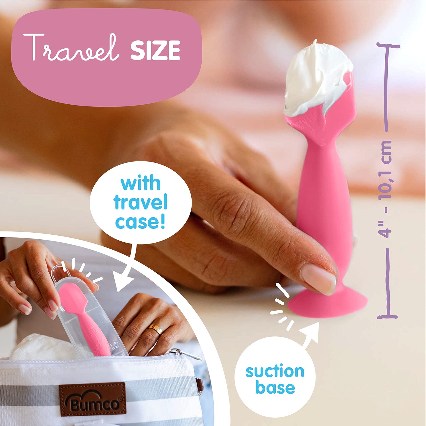 Bumco Mini Diaper Cream Spatula With Case - Bpa-Free Butt Spatula Baby, Soft & Flexible Diaper Spatula, Diaper Cream Applicator,