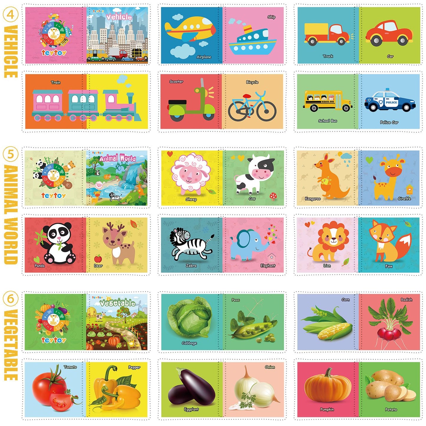 teytoy My First Soft Book, Nontoxic Fabric Baby Cloth Activity Crinkle Soft Books for Infants Boys and Girls Early Educational T
