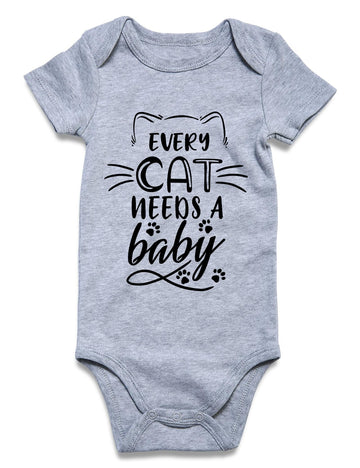 Funnycokid Infant Baby Boys Girls Every Cat Needs A Baby Grey Bodysuit Newborn Announcement Jumpsuit Funny Romper Gender Neutral