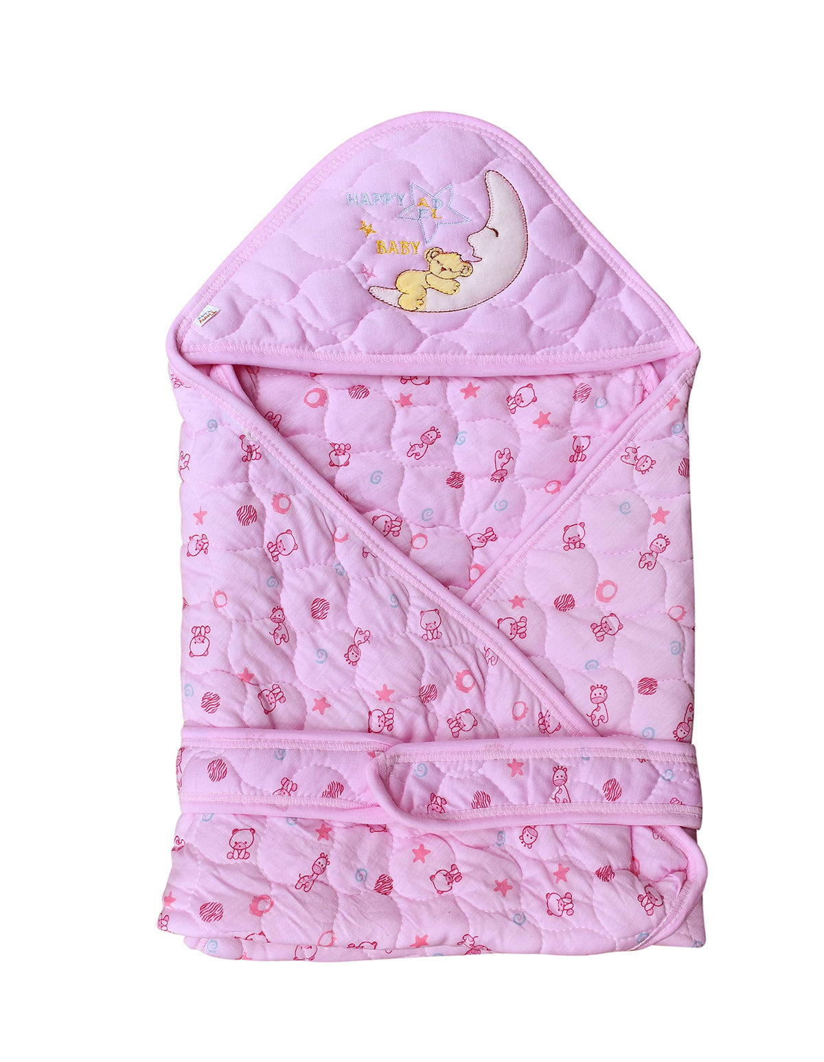 THE LITTLE LOOKERS Newborn Baby Quilted Wrapper Cum Blanket |Cotton Baby Wrap with Hood & belt/Swaddle/Baby dohar/baby odhna wit