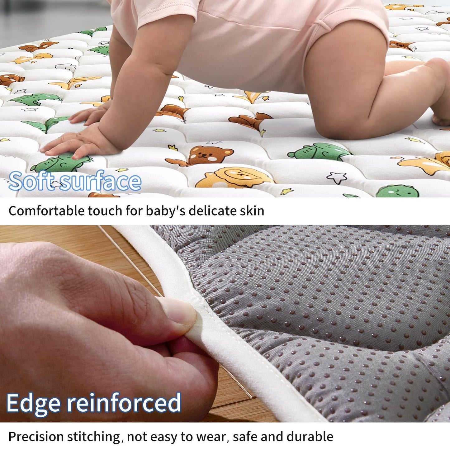 Premium Foam Baby Play Mat 59' X 59', Thicken One-Piece Baby Crawling Mat, Non-Slip Cushioned Baby Playmats For Infants, Babie