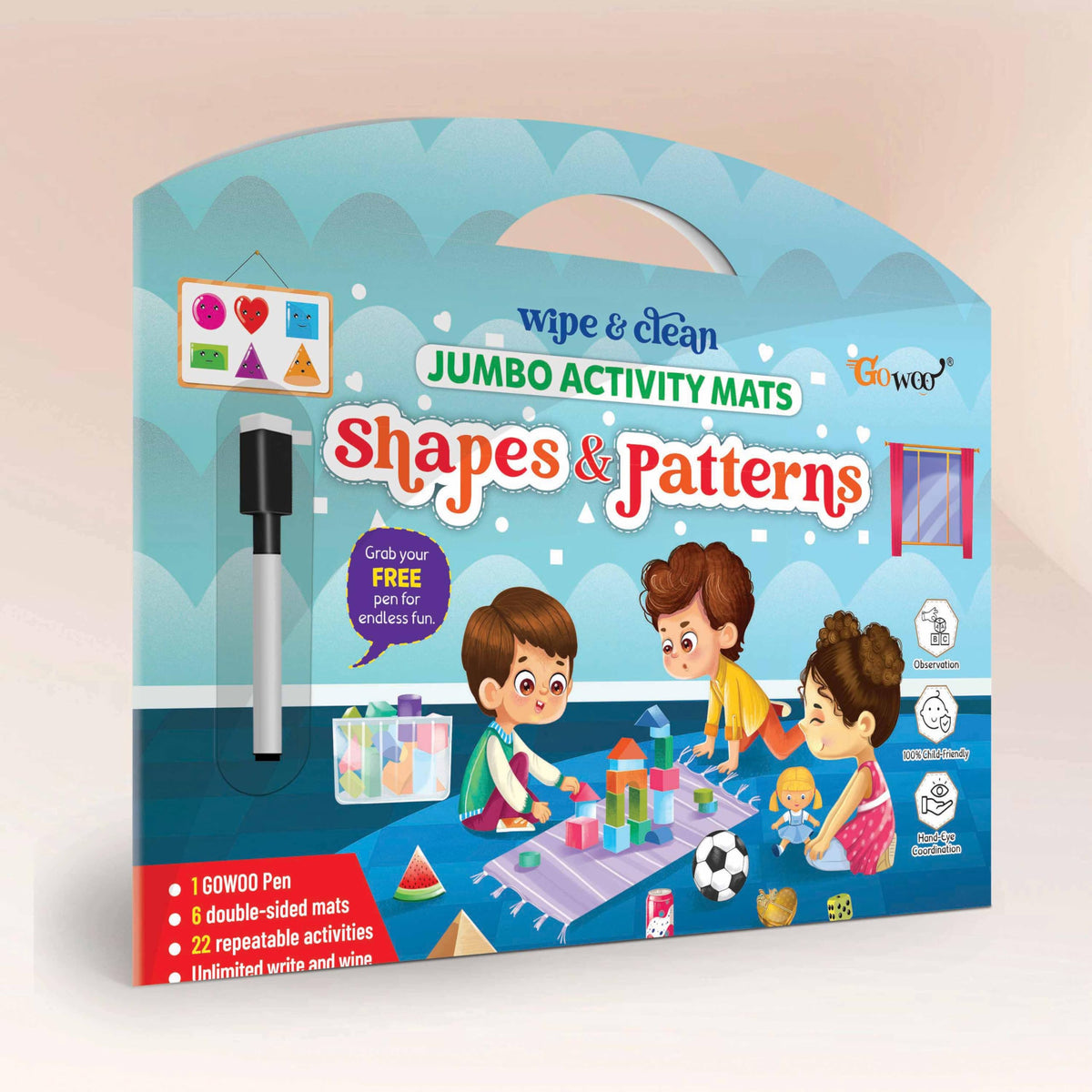 Shapes and Patterns Reusable Activity MATS with Free Pen |Creative Shapes Learning Mats