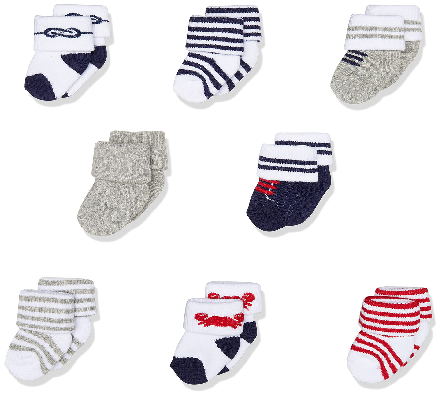 Luvable Friends Unisex Baby Newborn And Baby Terry Socks, Nautical, 6-12 Months
