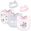 Hudson Baby Unisex Baby Cotton Bib And Headband Or Caps Set, Winter Forest, One Size
