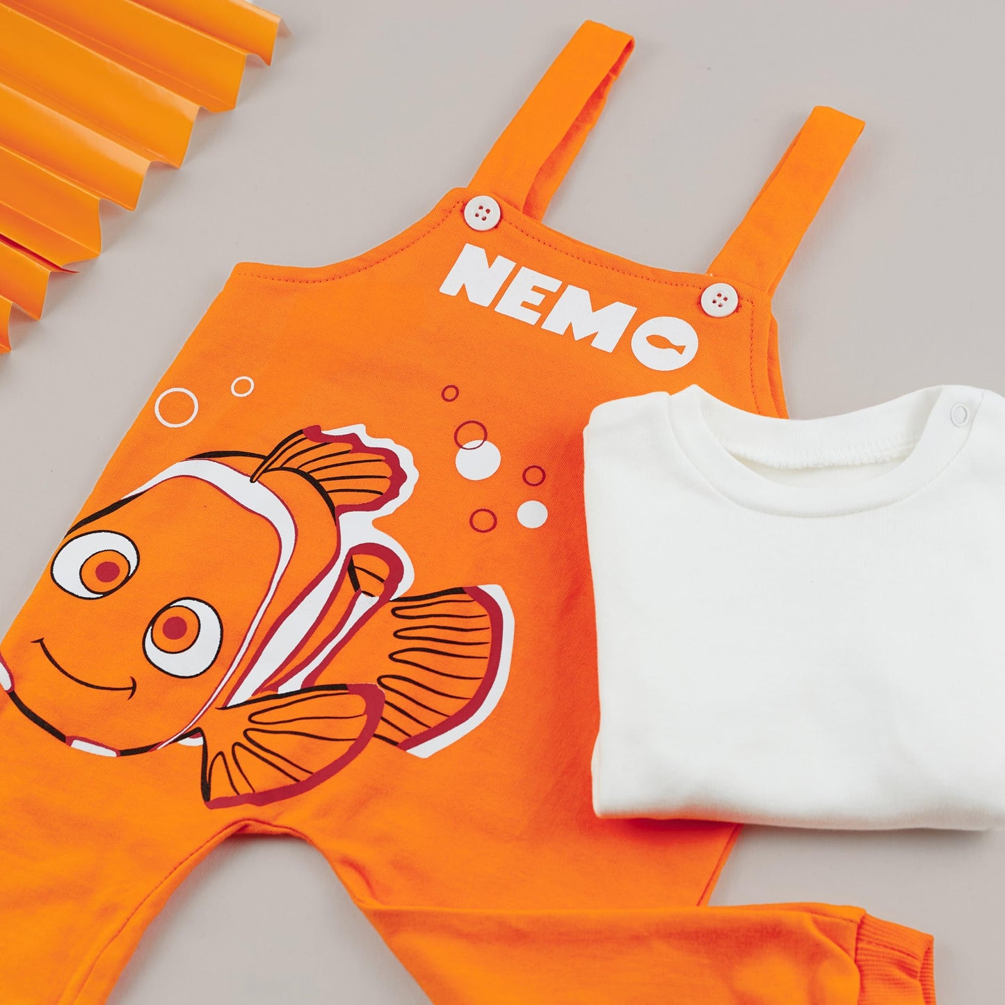 Finding Nemo Cotton Baby Overall Romper With Long Sleeve Tshirt For Newborn Infant Toddler - 2 Pieces - Boy Girl