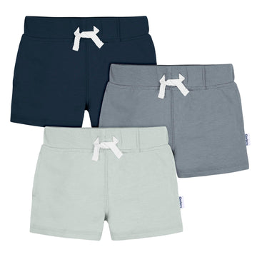 Gerber Baby Boys' Toddler 3-Pack Pull-On Knit Shorts, Blue, 0-3 Months