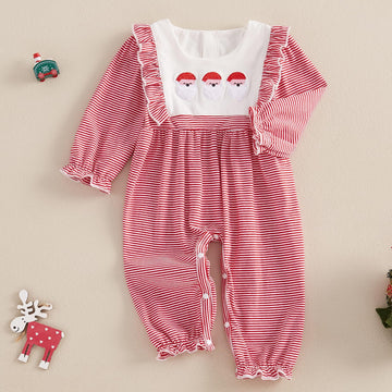 Doisbetthsay Baby Girl Romper Long Sleeve Jumpsuit Hearts Infant Newborn Clothes My First Valentines Baby Girl Outfit (Santa Red