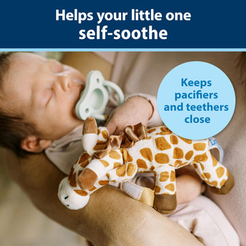 Dr. Brown'S Baby Lovey Pacifier & Teether Holder, 0-12M, Giraffe With Light Green Happypaci, 100% Silicone, 0-6 M (Packaging May