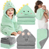 Flasoo 12 Pcs Baby Towel Set, Soft Baby Bath Towels and Washcloths Set, 2 Pcs 32x32 in Cute Baby Towel with Hood, 2 Pcs Baby Bur