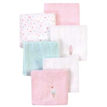 Hudson Baby Unisex Baby Super Soft Cotton Washcloths, Ice Cream, One Size