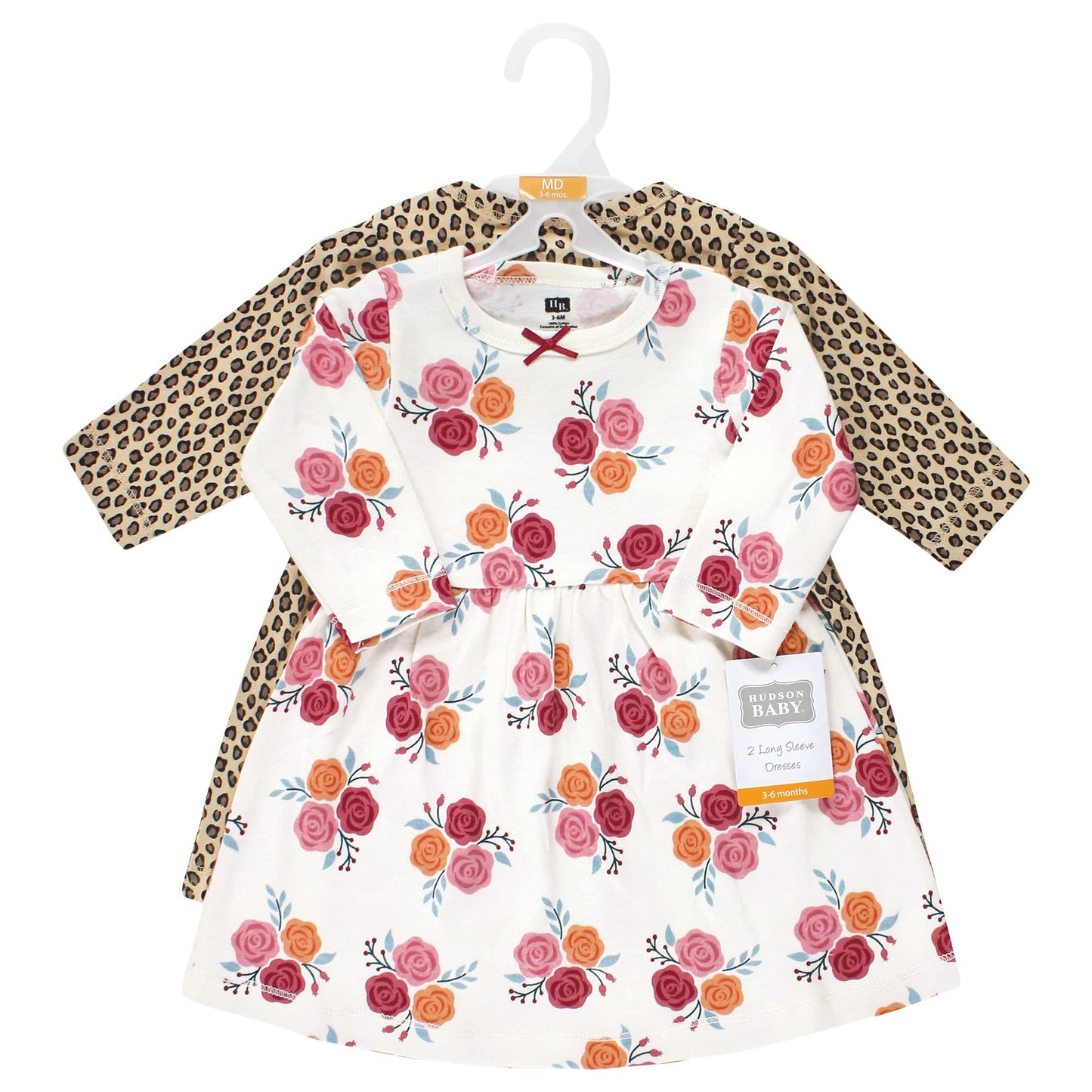 Hudson Baby Infant And Toddler Girl Cotton Dresses, Autumn Rose, 0-3 Months