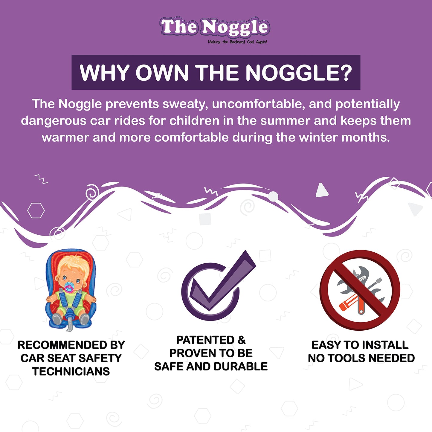 Noggle, 6Ft - Kids Personal Air Conditioning System, Made In Usa, Directs Cool Air To Children In The Backseat - Air Conditionin
