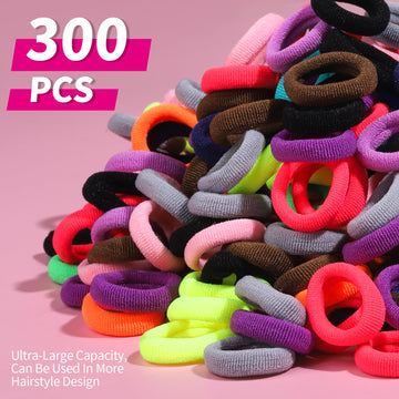 Ygdz Cotton Mini Hair Ties And Ponytail Holders Set For Toddlers And Kids: 300Pcs Seamless Elastic Multicolor Bands, Hair Access