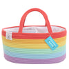 Organihaus Rainbow Baby Diaper Caddy Organizer For Girls, Nursery Rope Baby Basket For Organizer, Changing Table Organizer, Wove
