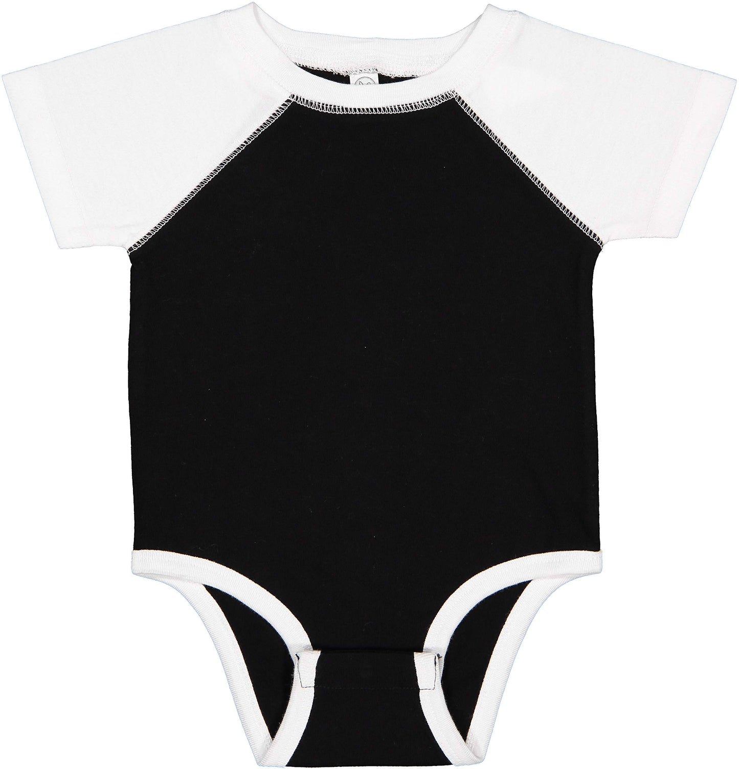 Rabbit Skins Baby Short Sleeve Raglan Baseball Bodysuit (4430) Black/White, Nb