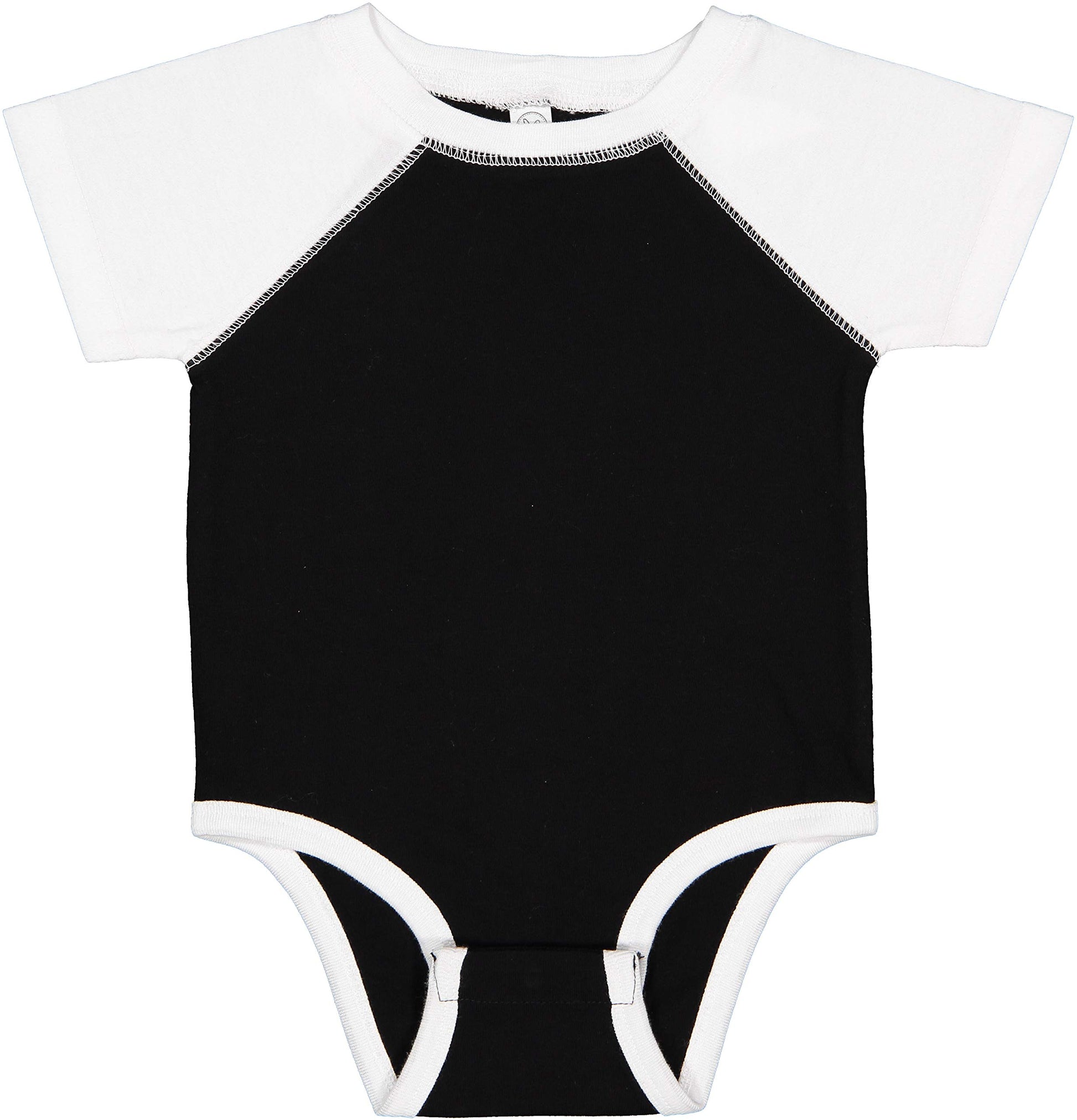 Rabbit Skins Baby Short Sleeve Raglan Baseball Bodysuit (4430) Black/White, Nb