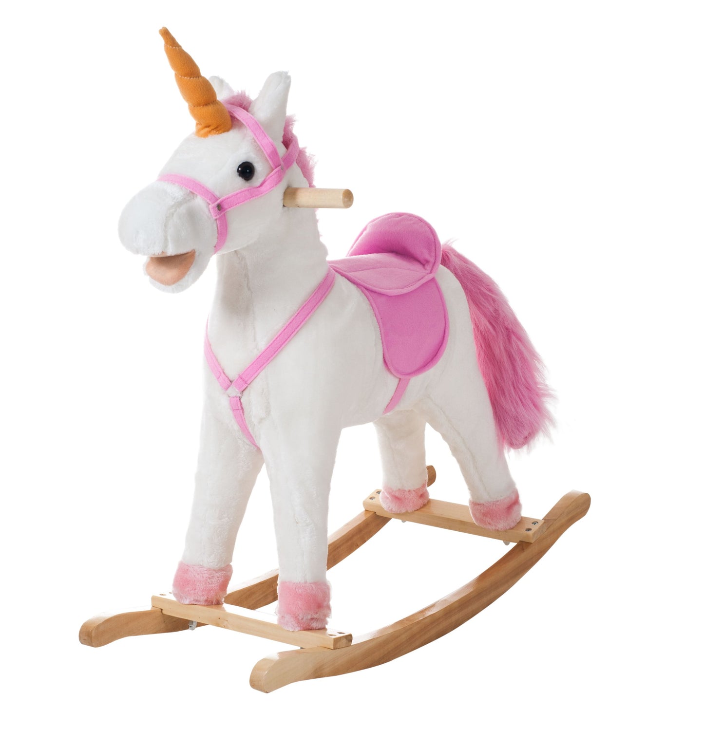Rocking Horse - Soft and Plush Ride-On Unicorn with Sturdy Wooden Base - Hand-Crafted Toy Rocker for Toddlers Ages 3 and Up by H
