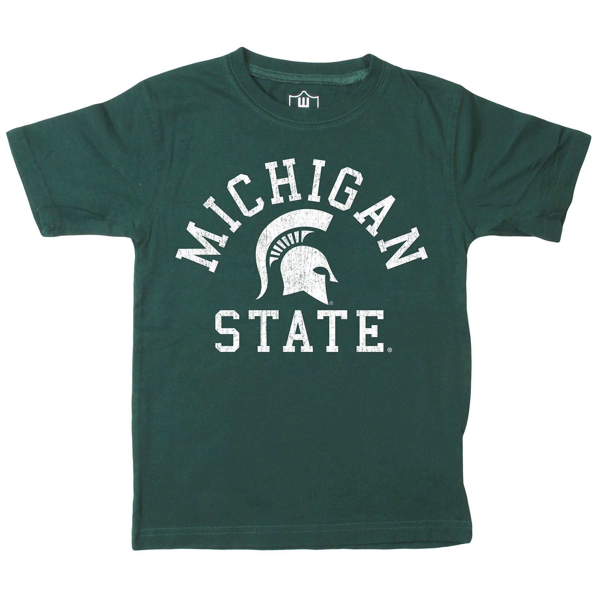 Wes And Willy Ncaa Kids Ss Organic Cotton Tee Shirt, Michigan State Spartans, M, Evergreen