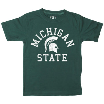 Wes And Willy Ncaa Kids Ss Organic Cotton Tee Shirt, Michigan State Spartans, M, Evergreen
