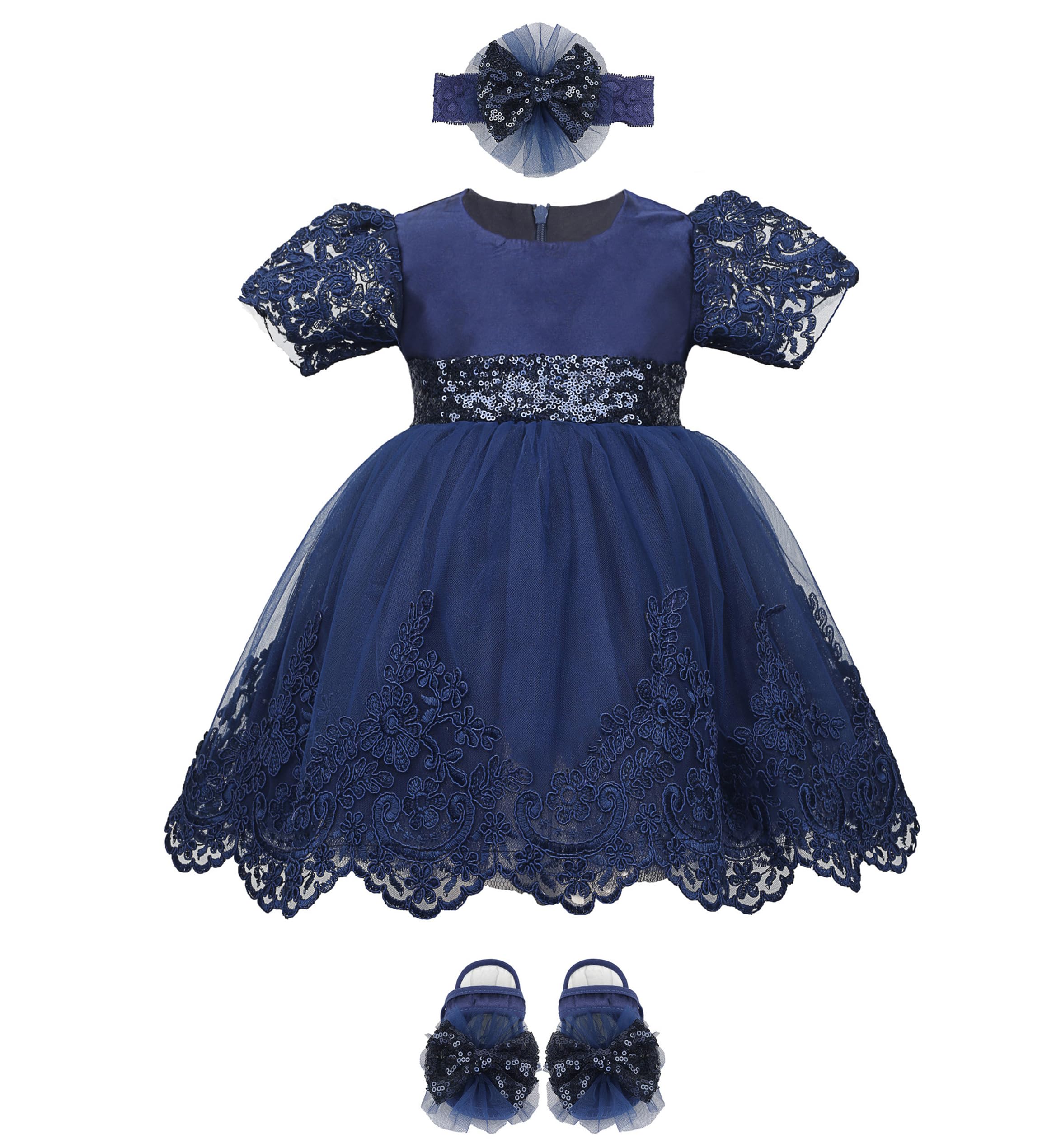 Lilax Baby Girl Newborn Lace Princess Wedding Party Dress Gown 4 Piece – Cutebab WBBAPB07H5NQ1MN
