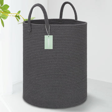 Bosroty Large Cotton Rope Laundry Hamper 65L, Baby Nursery Hamper With Handles, Woven Storage Basket For Living Room Bedroom, Ta