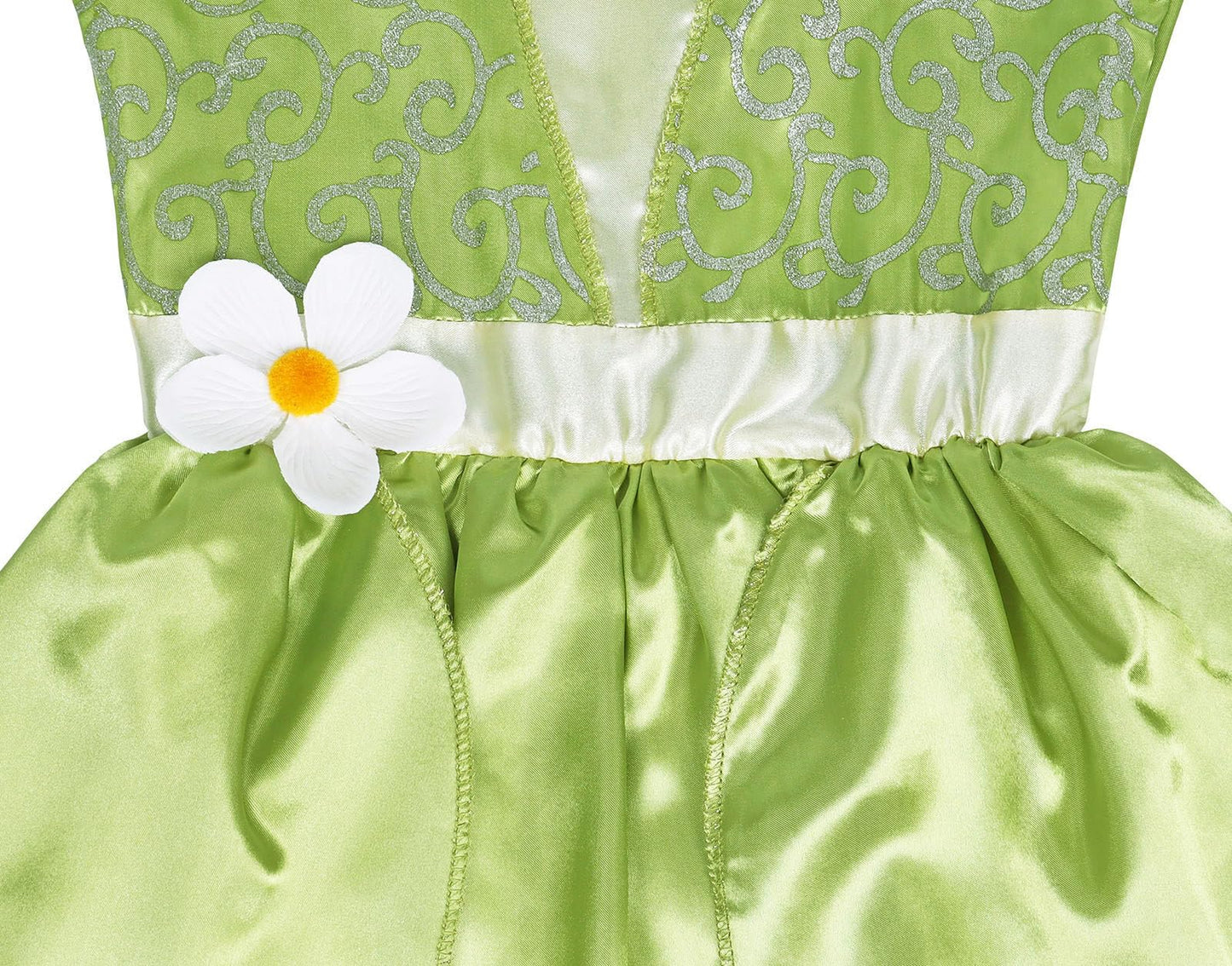 Cotrio Little Girls Green Fairy Tale Princess Tiana Dress Kids Birthday Party Fancy Dresses Halloween Costume Outfits Role Play