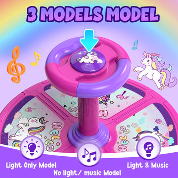Hockvill Unicorn Sit And Spin Toy For Toddler Girls Ages 1 2 3 4 5, Christmas Birthday Gift For Kids, Toddler Spin Toy With Led