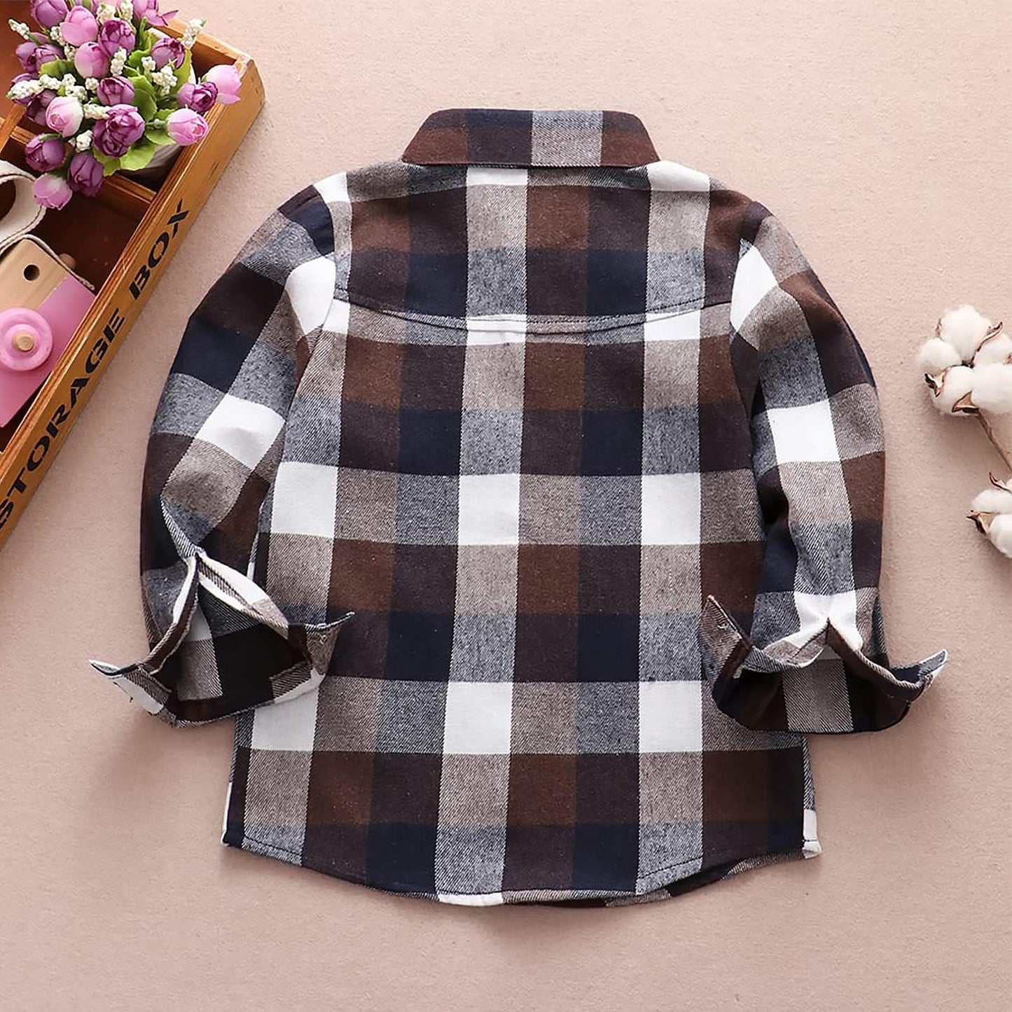 Fuermos Toddler Baby Boy Girls Outfits Plaid Flannel Long Sleeve Shirt Tops Kid Clothes(2-3T)
