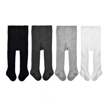 Epeius Baby Tights Little Girls Cable Knit Tights Solid Cotton Stockings Children Seamless Footed Leggings Pantyhose 4-6 Years (