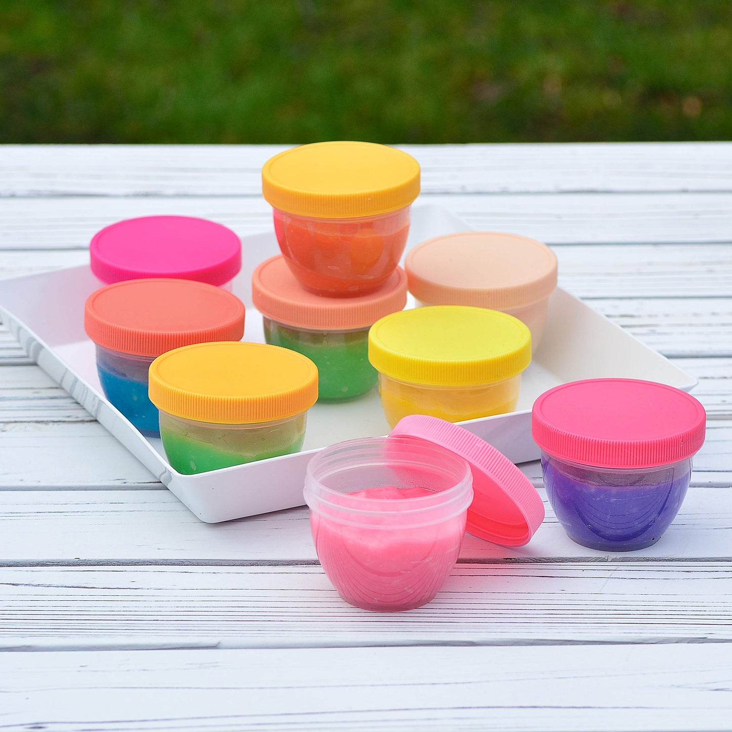 Youngever 18 Sets Baby Food Storage, 4 Ounce Baby Food Containers With Lids, 9 Bright Pink Colors, With Lids Labels