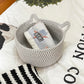 Small Woven Baskets | Mini Storage Bins | Cotton Rope Baby Nursery Organizers | Cute Round Cat Ears Basket For Organizing Desk D