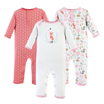 Hudson Baby Baby Girls Cotton Coverall, Woodland Fox, 12-18 Months Us