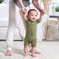 Gerber Unisex Baby Buttery-Soft Short Sleeve With Viscose Made Eucalyptus Romper, Moss, 6-9 Months Us