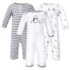 Hudson Baby Baby Girls Cotton Coveralls And Toddler T Shirt Set, Gray Penguin, 3-6 Months Us