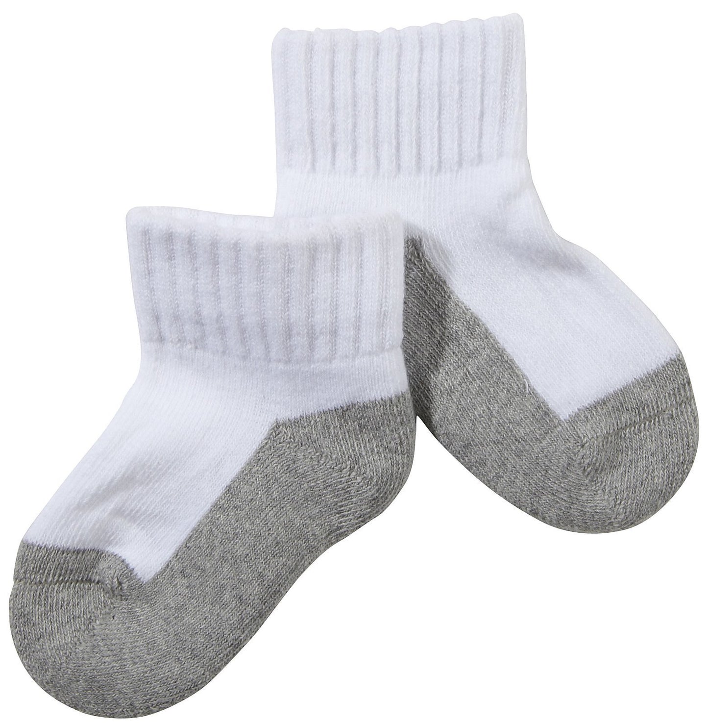 Jefferies Unisex Baby Sport Quarter 6 Pk - White/Gry - 5-6.5
