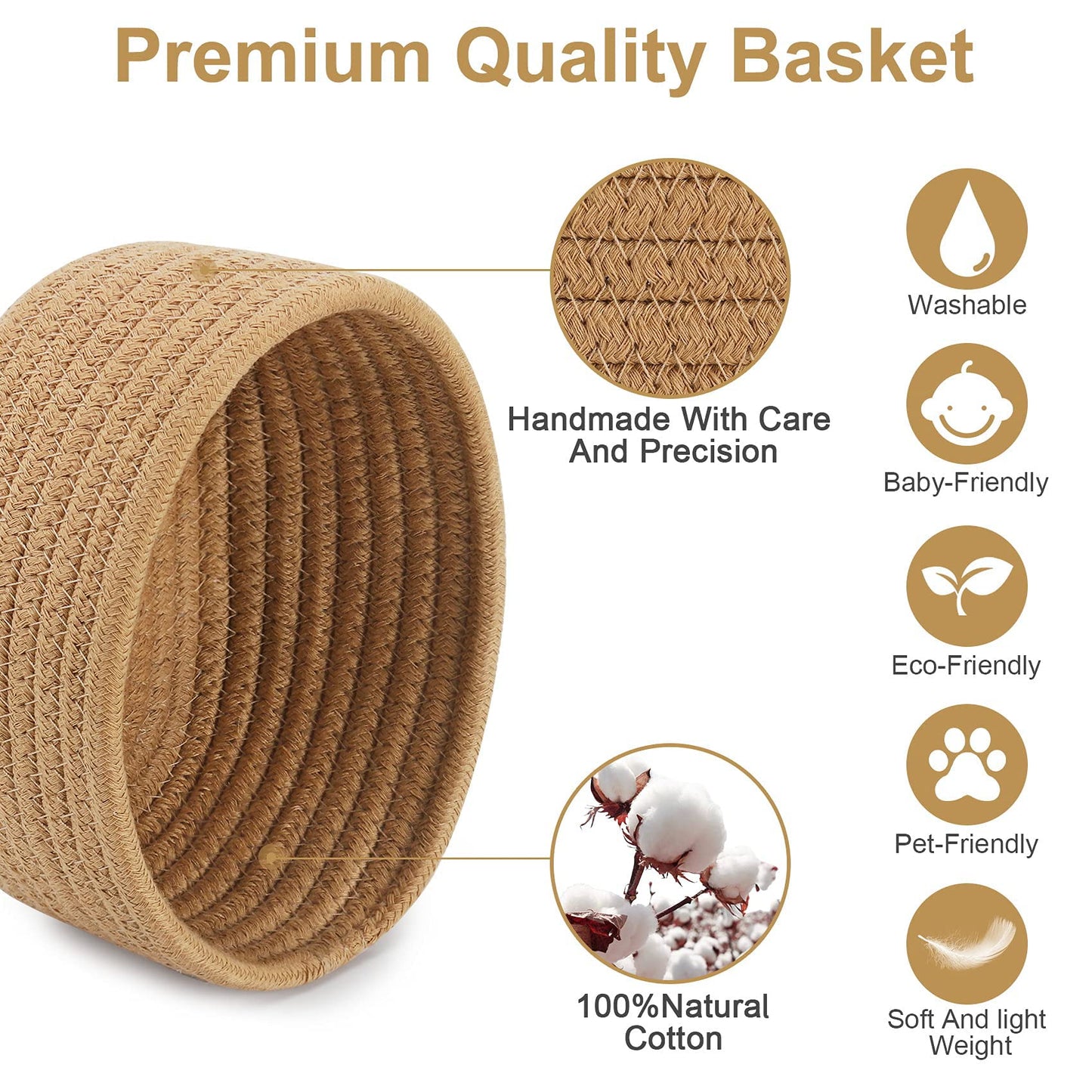 ?2 Pack?Abenkle Small Woven Baskets, Tiny Oval Shallow Storage Baskets, Mini Cotton Rope Empty Decorative Basket, Boho Little Or