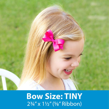 Wee Ones Girls ' Classic Grosgrain Hair Bow With Plain Wrap Center On A Weestay Hair Clip, Handmade, Tiny Sized Bow, Antique Whi