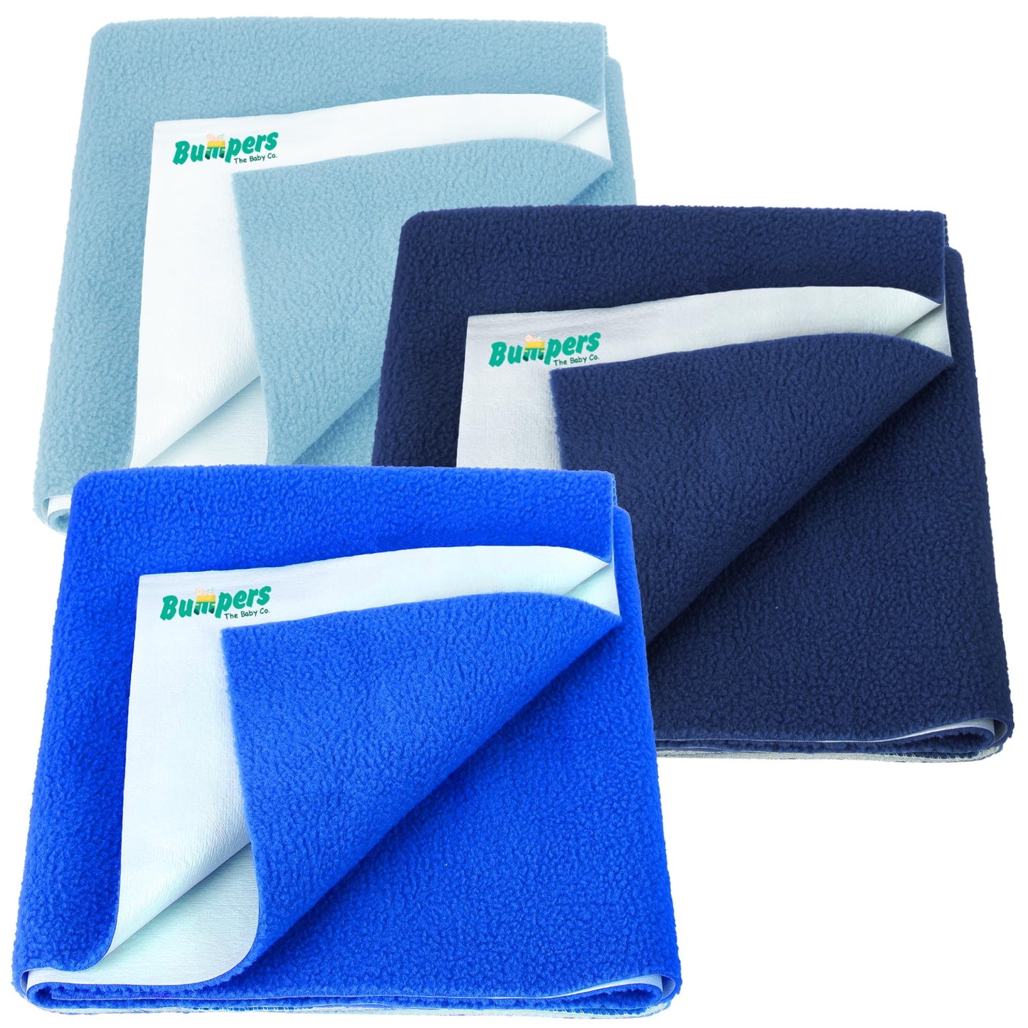 Bumpers AntiPiling Quick Dry & Absorbent Sheet Polycotton Baby Bed Protecting Waterproof Mat (Royal Blue, Dark Blue, Light Blue