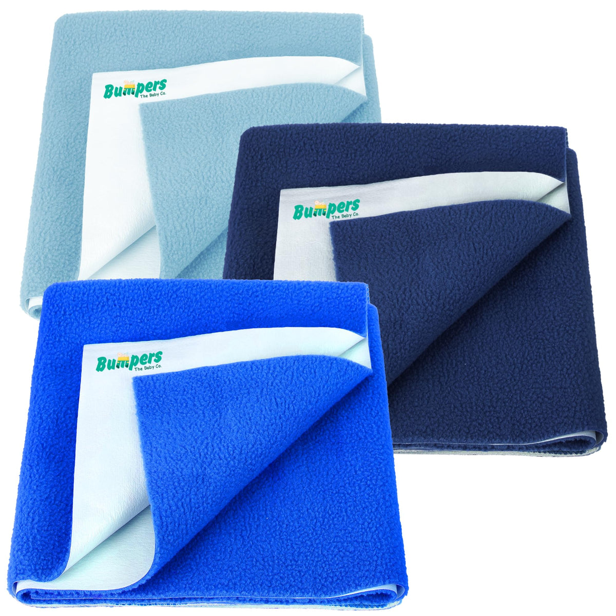 Bumpers AntiPiling Quick Dry & Absorbent Sheet Polycotton Baby Bed Protecting Waterproof Mat (Royal Blue, Dark Blue, Light Blue