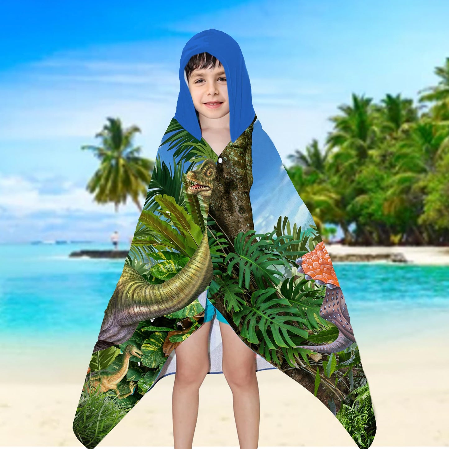 Unibyby Dinosaur Hooded Towel, Dinosaur Beach Towel, Dinosaur Towel For Boys 30' X 50', T-Rex Microfiber Absorbent Quick Dry B