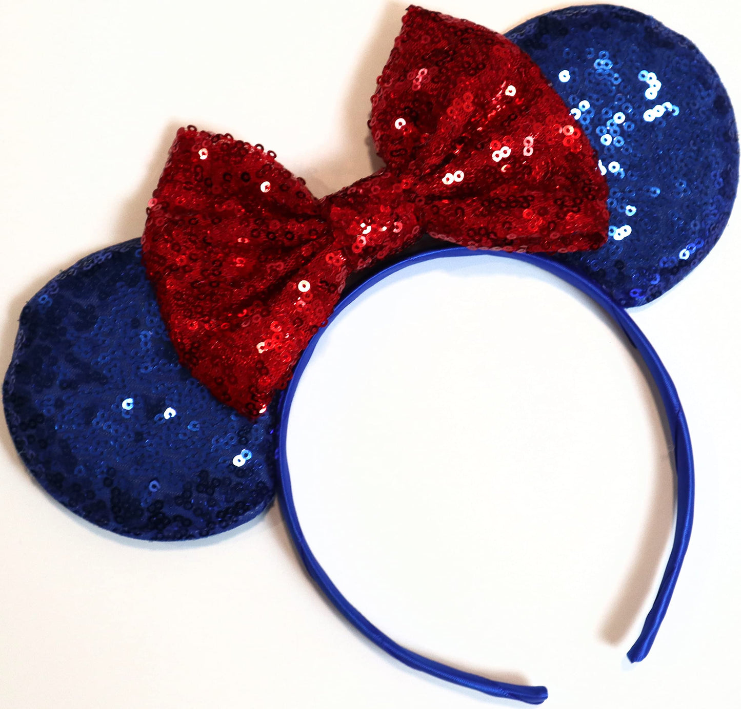 Clgift July 4Th Minnie Ears, Snow White Minnie, Red Silver Gold Blue Minnie Ears, Rainbow Sparkle Mouse Ears,Classic Red Sequin