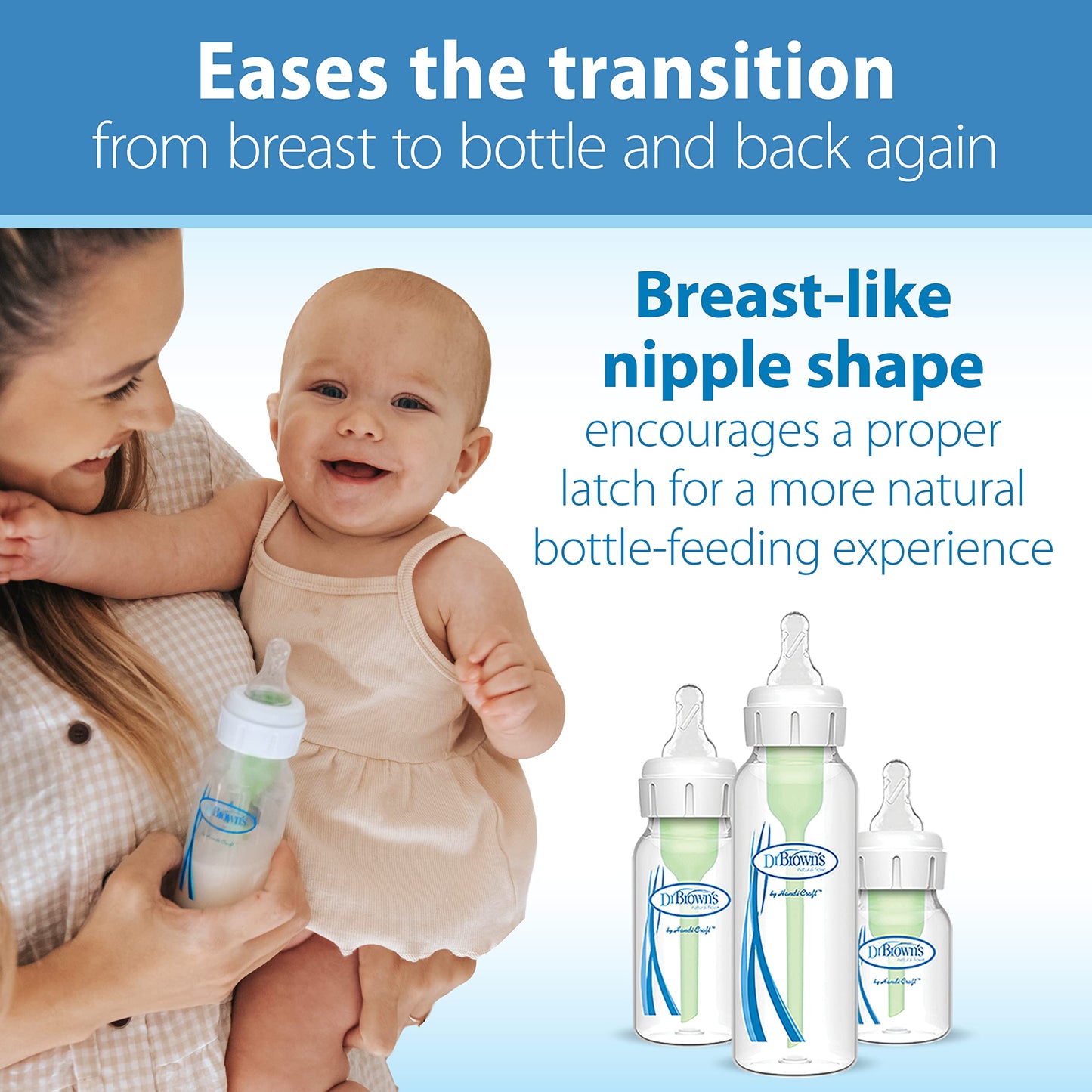 Dr. Browns Natural Flow Level 1 Narrow Baby Bottle Silicone Nipple, Slow Flow, 0M+, 100% Silicone Bottle Nipple, 6 Count (Pack O