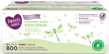 Parent'S Choice Refreshing Cucumber Scent Baby Wipes 800 Quilted Sheets