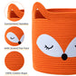 Vk Vkliving Fox Toy Basket Cotton Rope Animal Baskets Orange Laundry Hamper For Toys, Clothes,Gifts,Towels, Blankets, Empty Gift