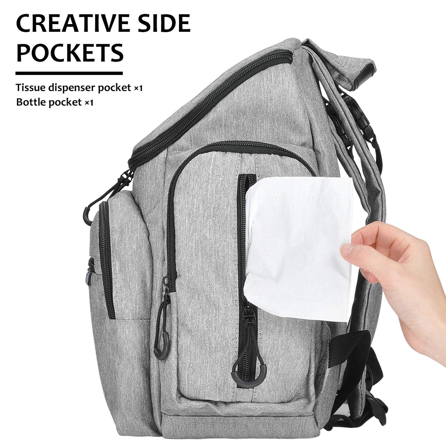 Baby Diaper Bag Backpack With Changing Pad, Changing Backpack With 13 Pockets And Stroller Straps, Large Capacity, Grey, Best Gi